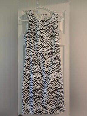 J. Crew Black and White Dot-Print Sleeveless Sheath Dress